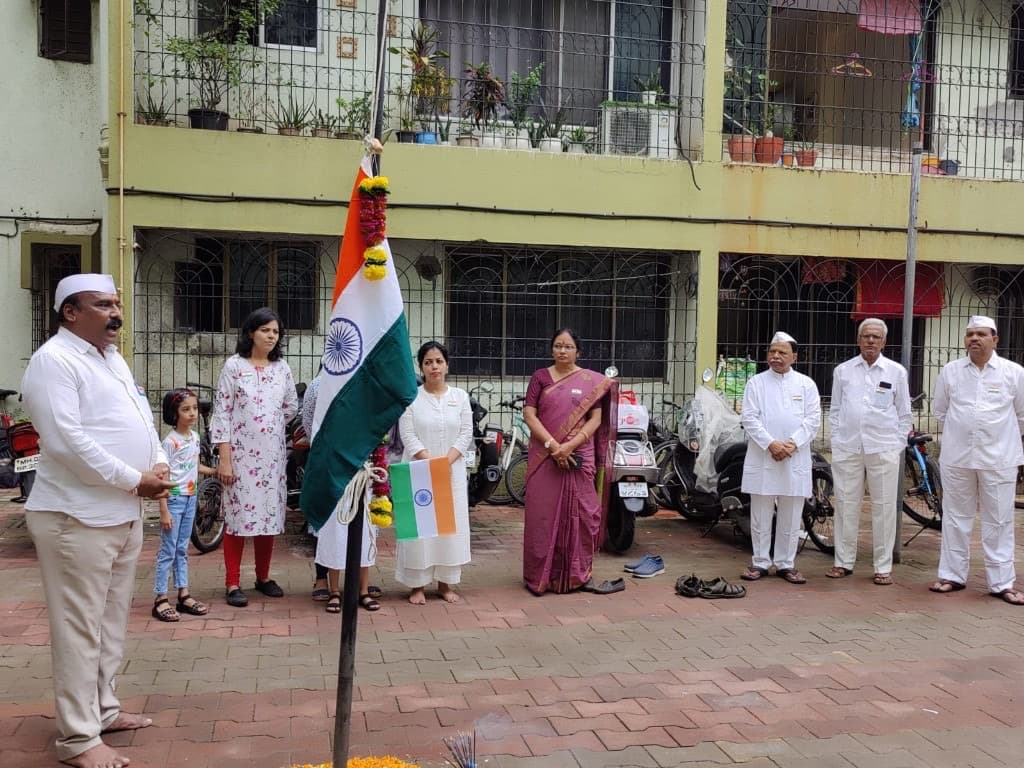 Flag hoisting ceremony at Panchavati Cooperative Housing Society
